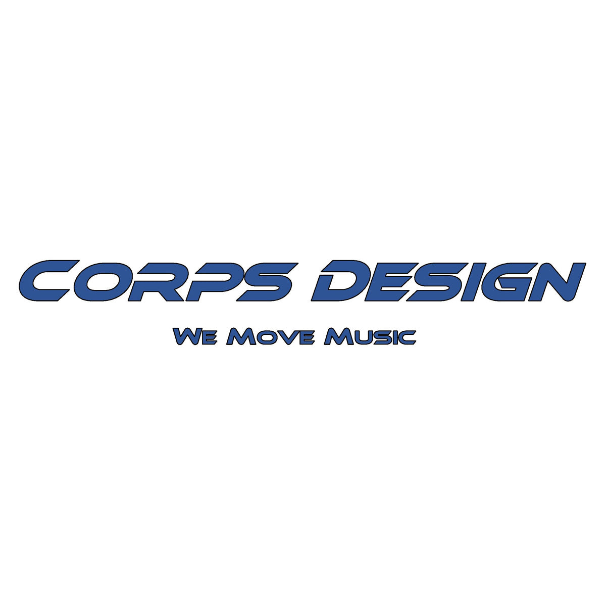 Corps Design logo with tagline 'We Move Music' on a white background