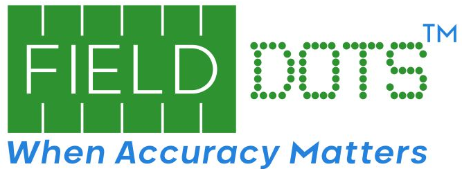 Logo of FIELD DOTS with green and blue text on a white background